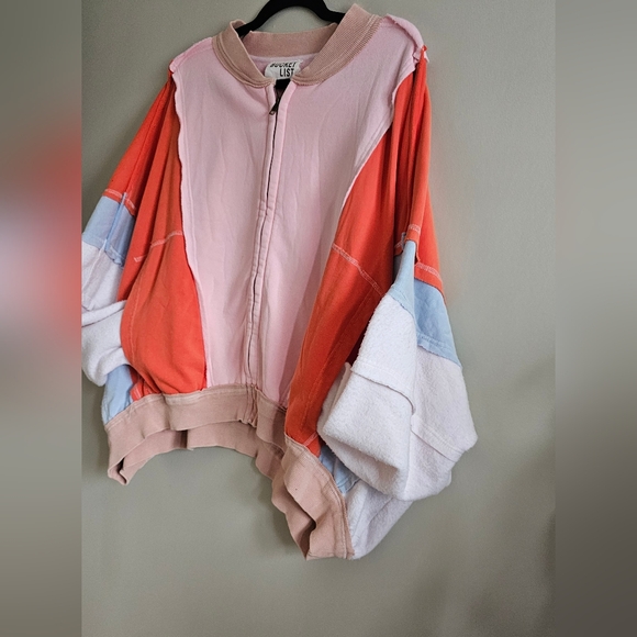 Bucklist Oversized Colorblock Bomber Jacket Raw Edge Med/Large NWT$86 - Picture 8 of 15